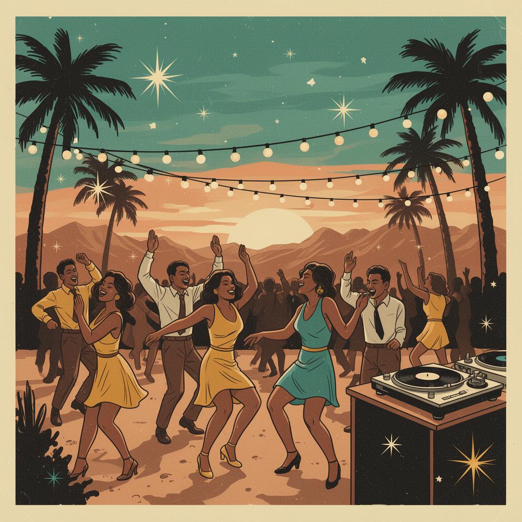 Festival dancing at sunset